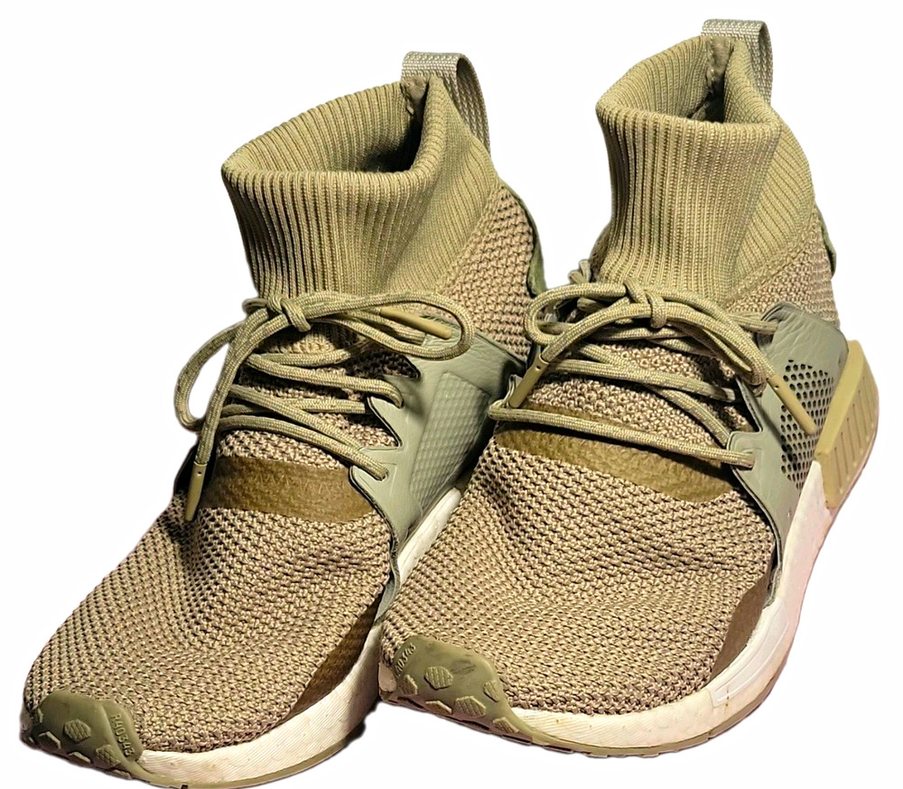 adidas NMD XR1 Winter Mid Primeknit Boost Men's Olive Green Sock Sneakers 7.5